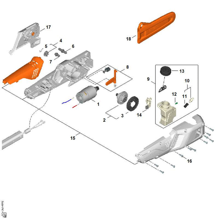 STIHL GA046472000 Wormwiel positie 3 technische tekening