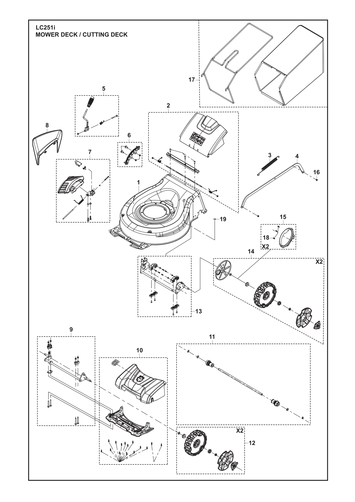 Husqvarna 598861201 onderdelentekening - positie 1
