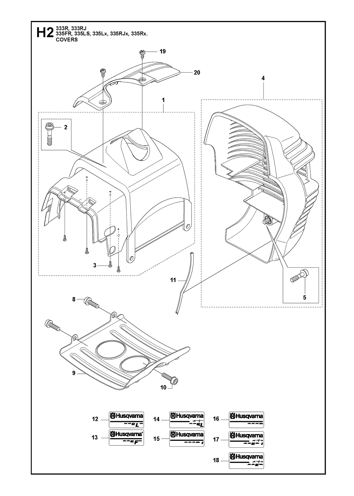 Husqvarna 544160102 onderdelentekening - positie 1