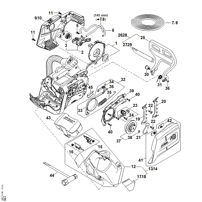 STIHL 1121-160-5000 Hefboom positie 34 technische tekening