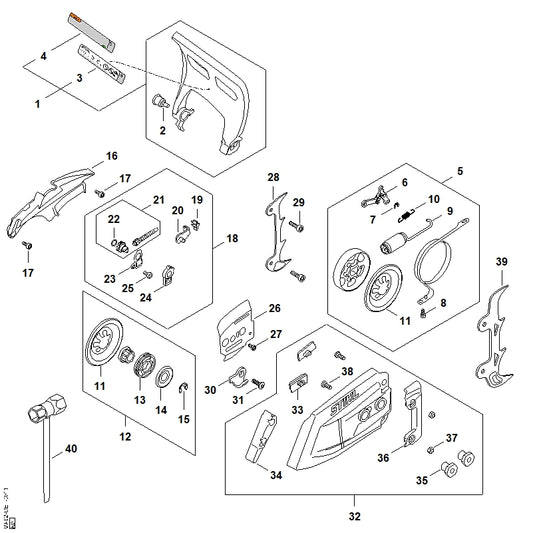 STIHL 1141-656-1501 Beschermer positie 34 technische tekening