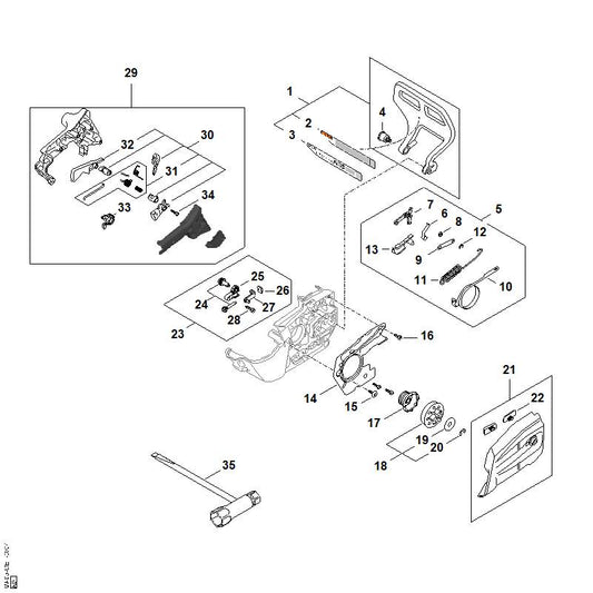 STIHL MA056402000 Kettingtandwiel 3/8"P 6 Z positie 18 technische tekening