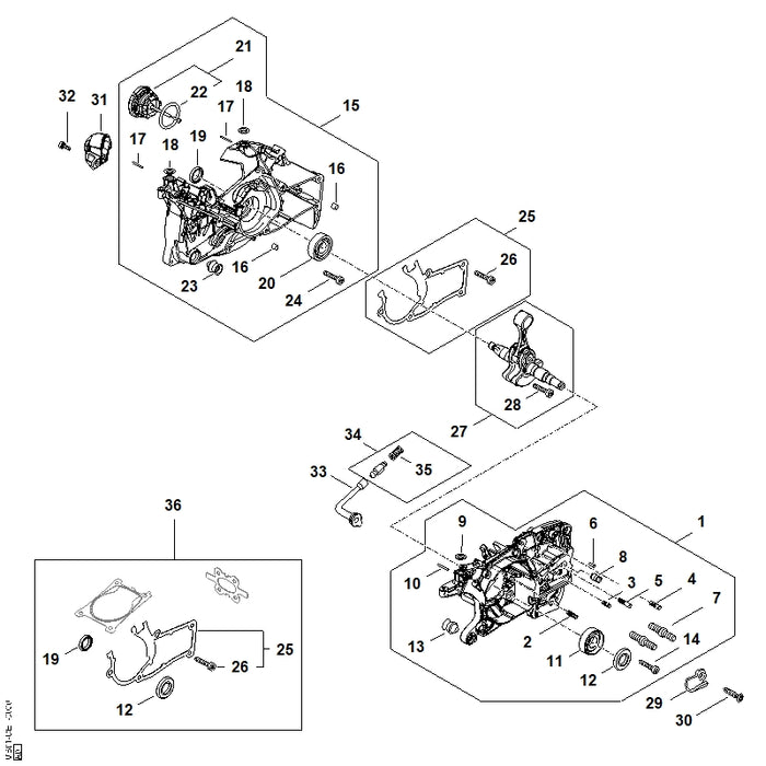 STIHL 0000-664-2406 Kraagbout M8 positie 7 technische tekening