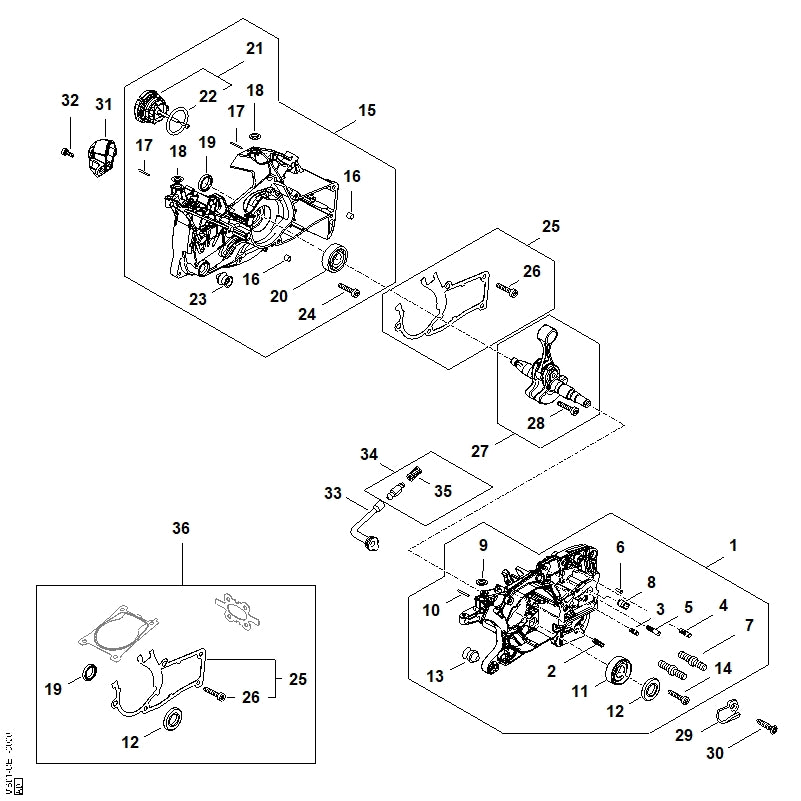 STIHL MB010209700 Pakking positie 25 technische tekening