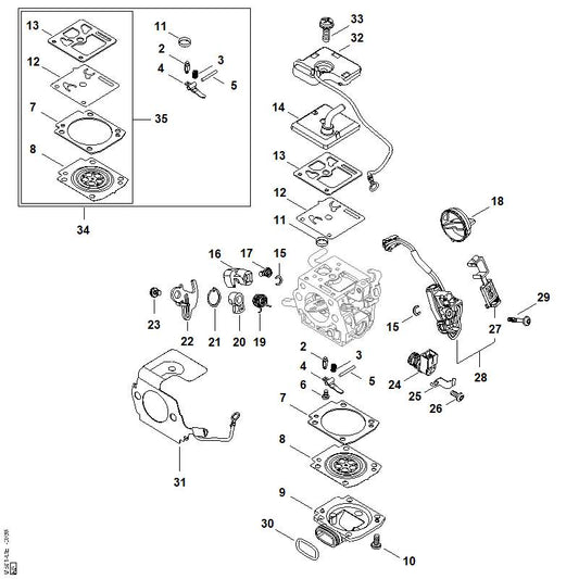 STIHL 1142-007-1700 Carb. membraanset positie 35 technische tekening