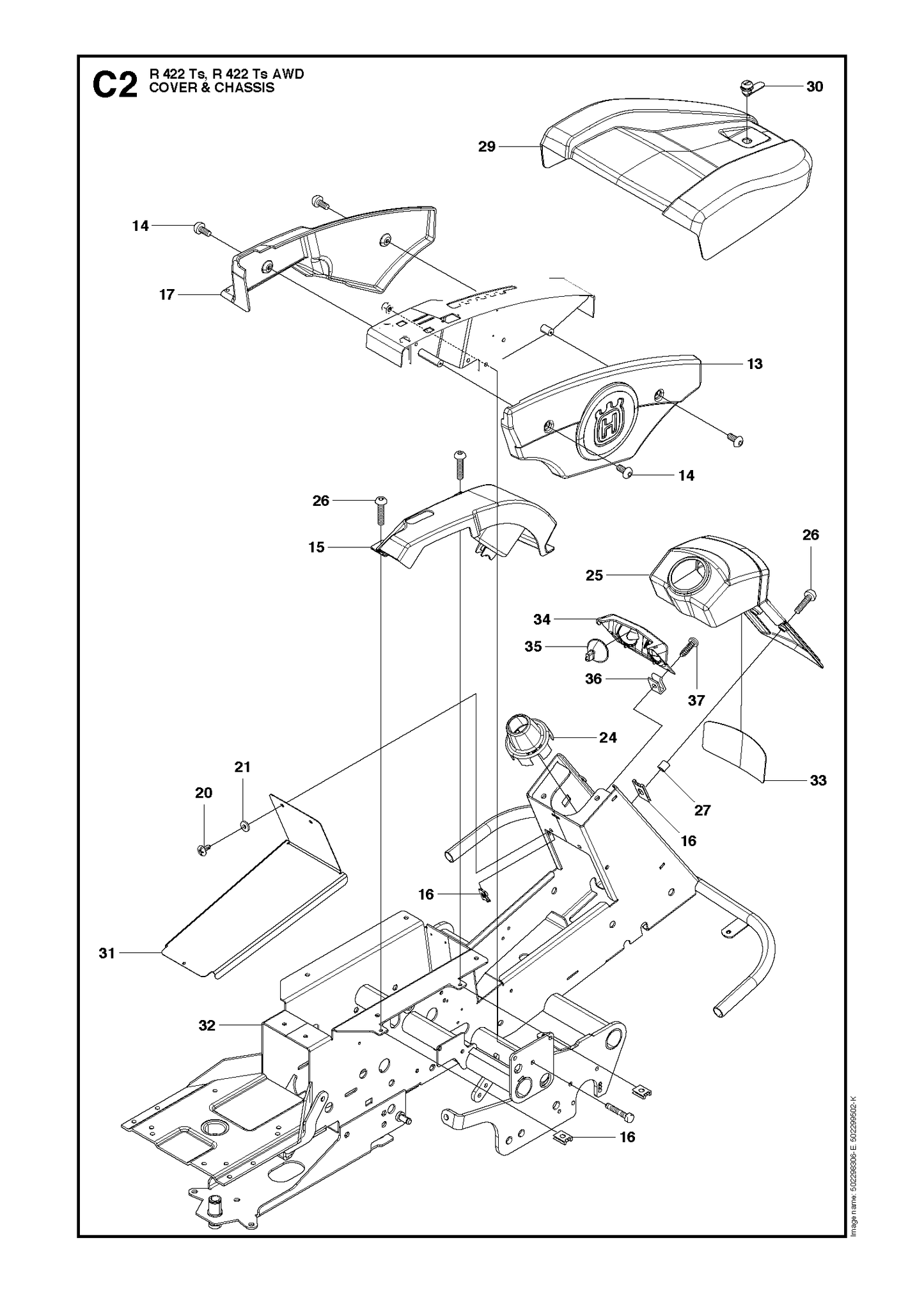 Husqvarna 502298302 onderdelentekening - positie 32