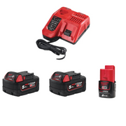 Milwaukee M18 NRG-502 Pack Incl. 2x M18 5.0 Ah Accu, M12 2.0 Ah Accu en 1x Lader