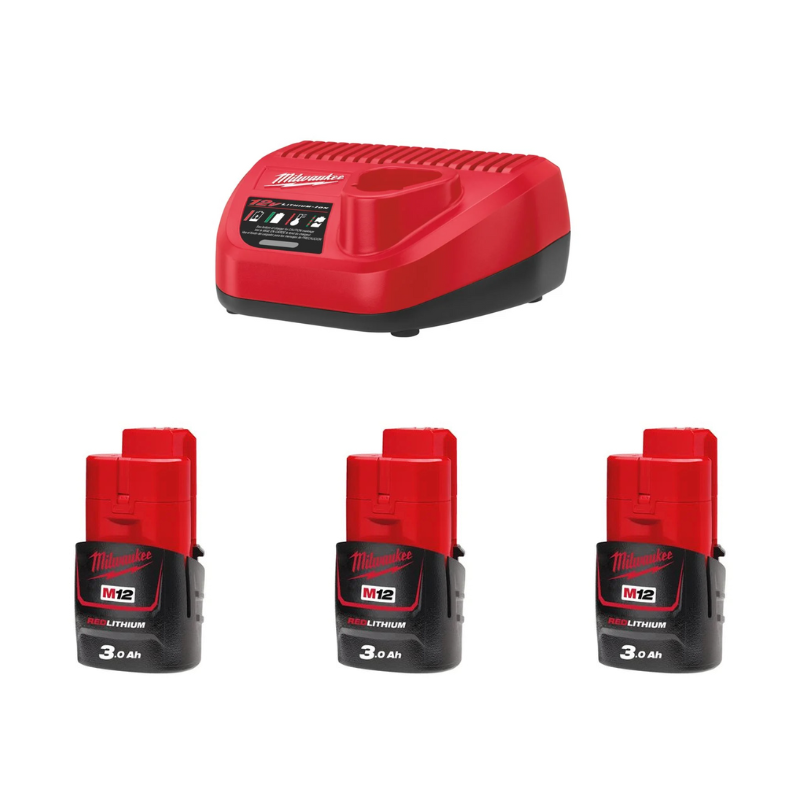 Milwaukee M12 NRG-303 Pack Incl. 3x Accu en 1x Lader