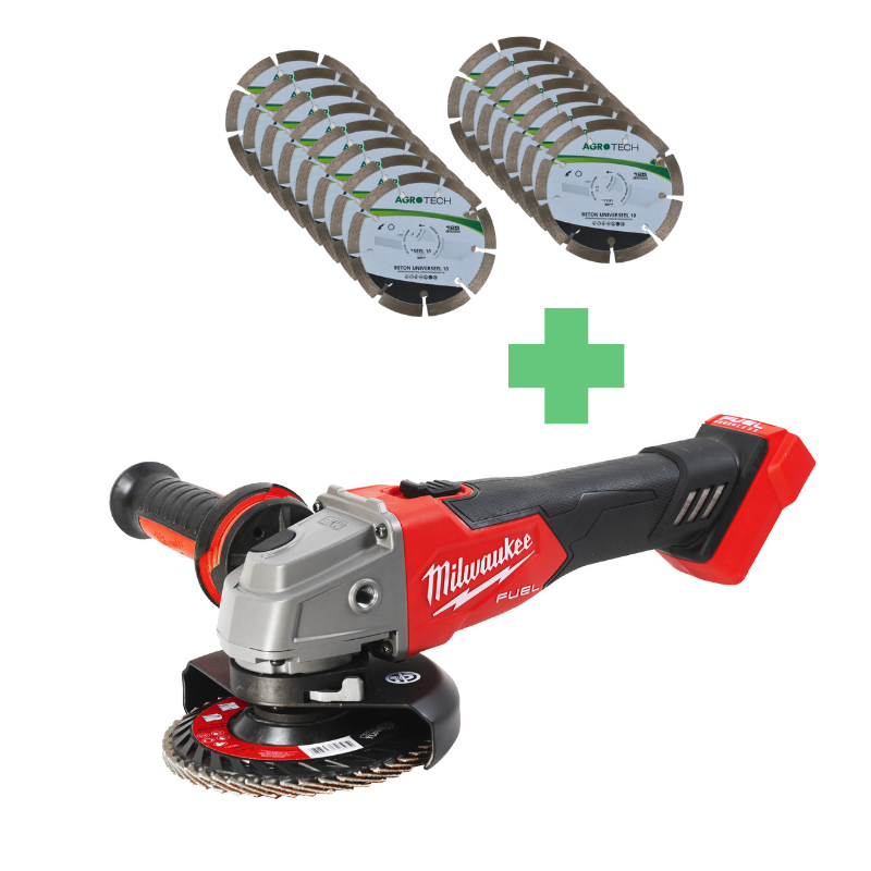 Milwaukee M18 FSAG125X-0X + 15 AgroTech Diamantschijven Beton
