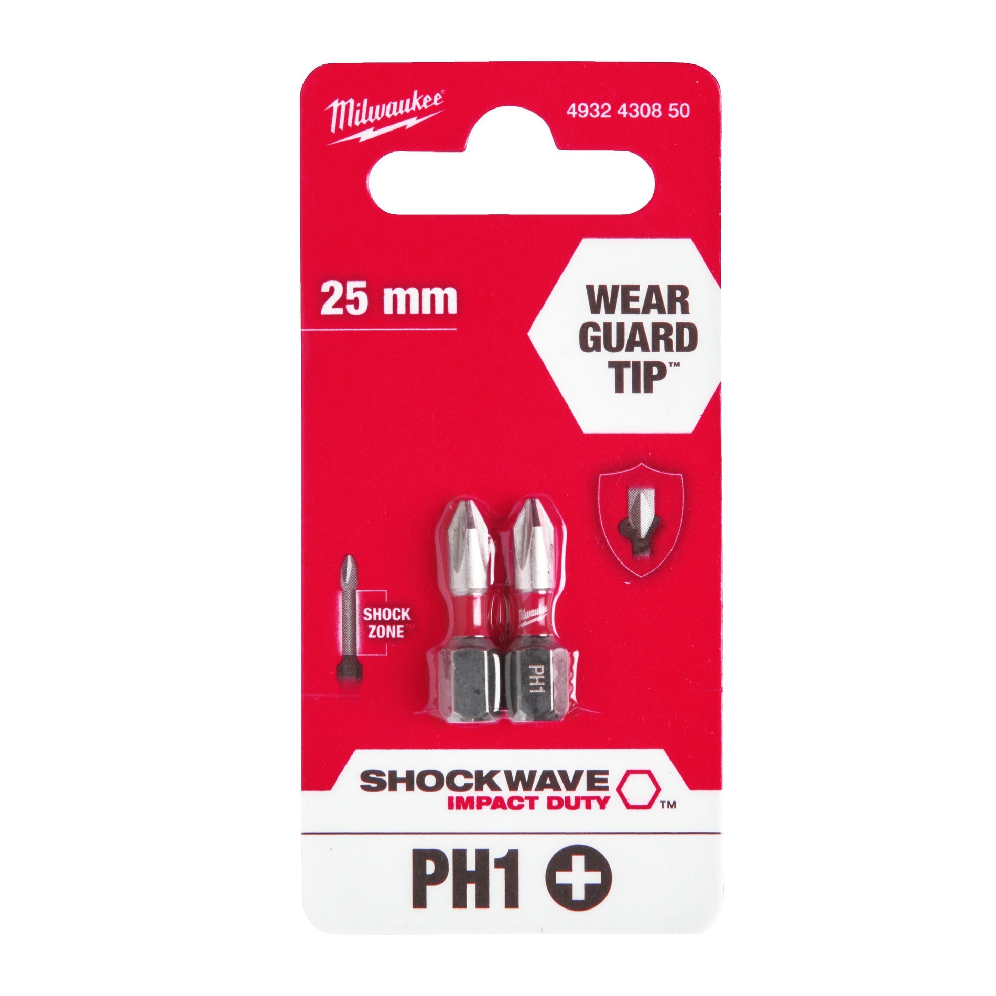 Milwaukee SHOCKWAVE™ IMPACT DUTY schroefbits PH1x25mm pack