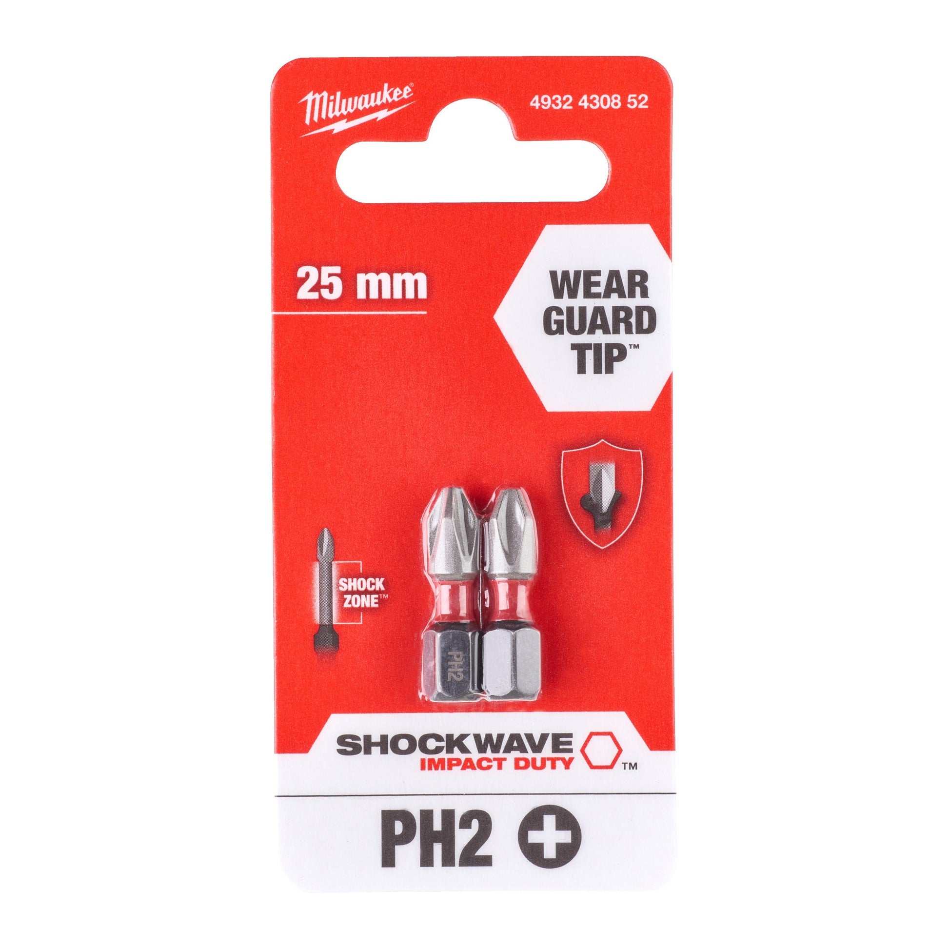 Milwaukee SHOCKWAVE™ IMPACT DUTY schroefbits PH2x25mm pack