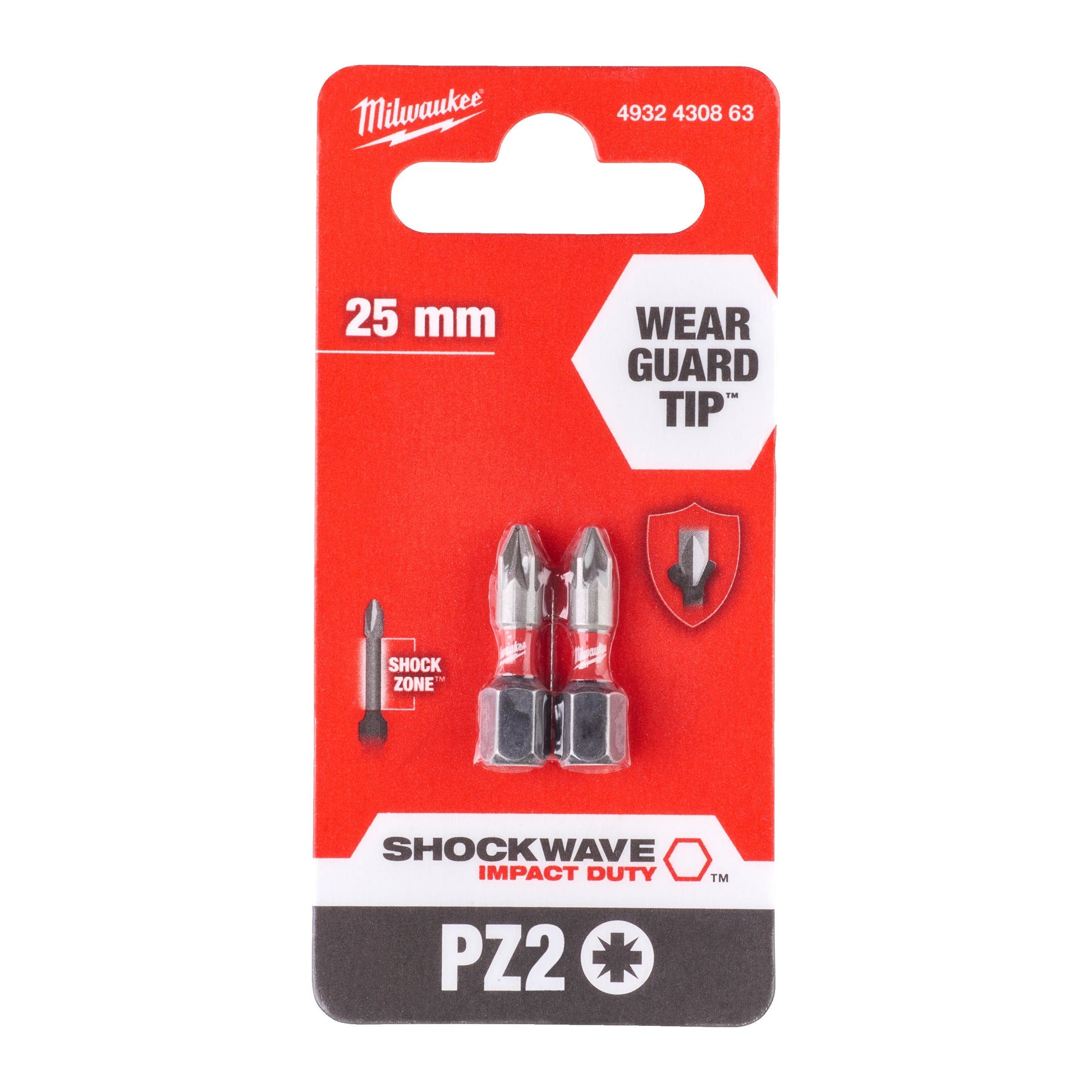 Milwaukee SHOCKWAVE™ IMPACT DUTY schroefbits PZ2x25mm pack