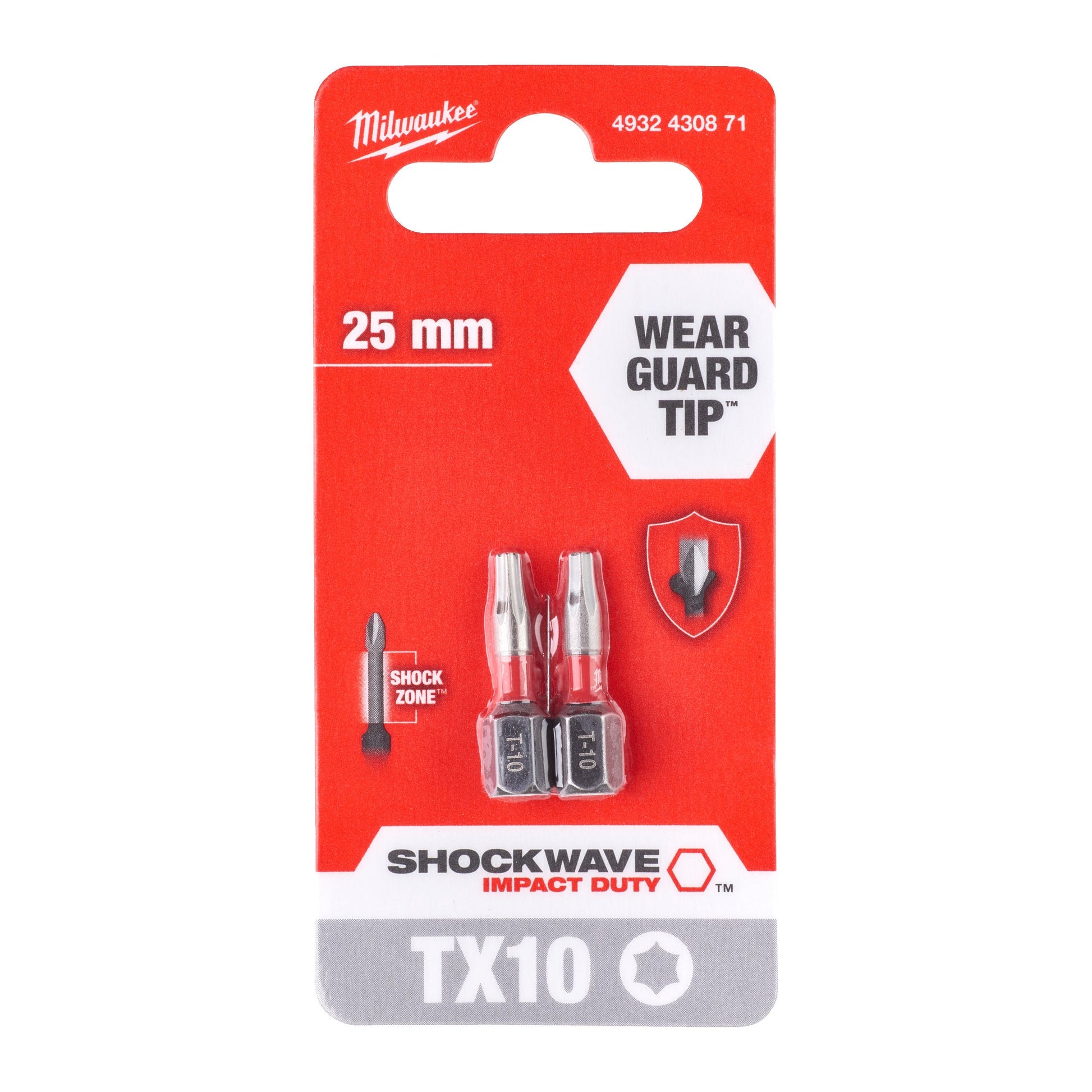 Milwaukee SHOCKWAVE™ IMPACT DUTY schroefbits TX10x25mm pack