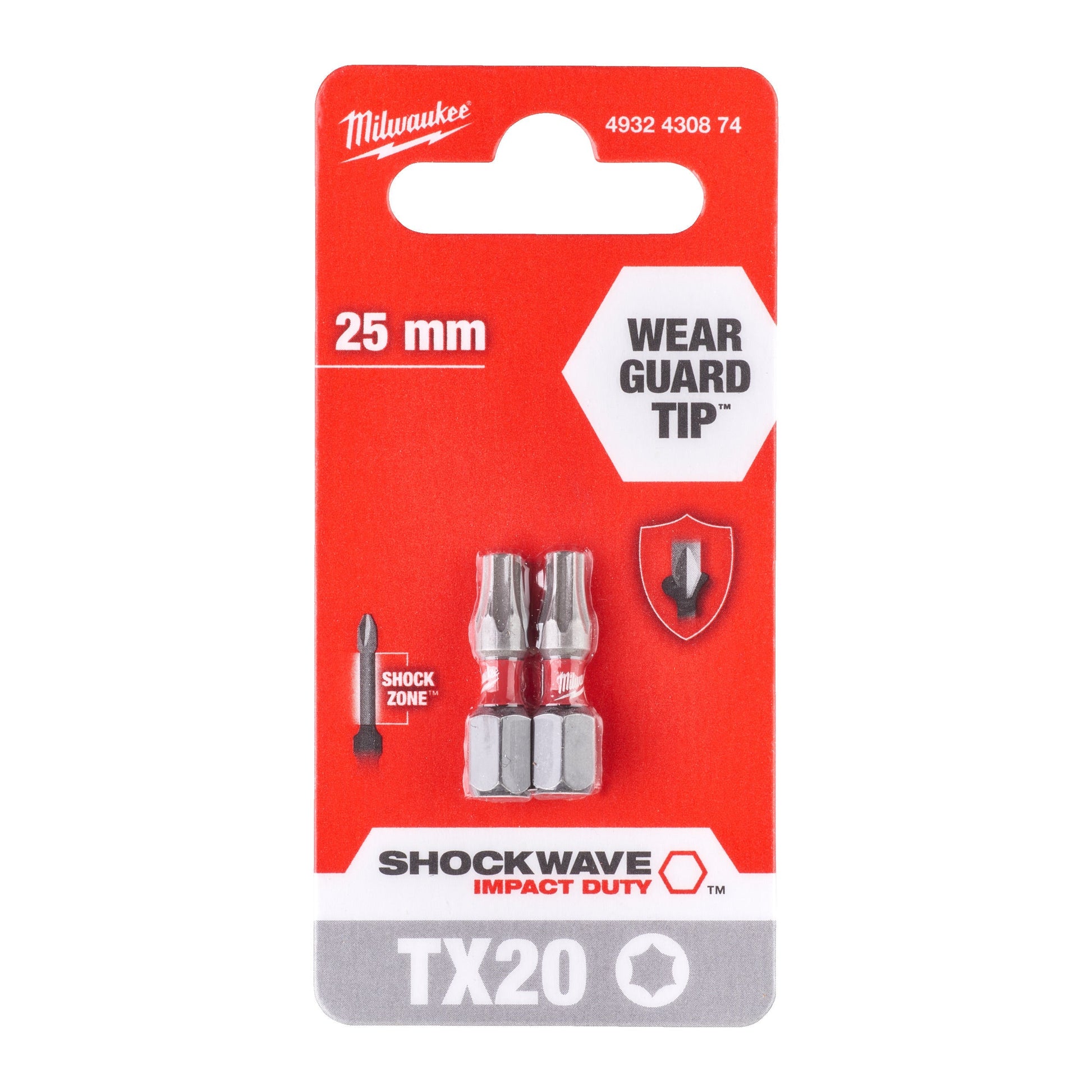 Milwaukee SHOCKWAVE™ IMPACT DUTY schroefbits TX20x25mm pack