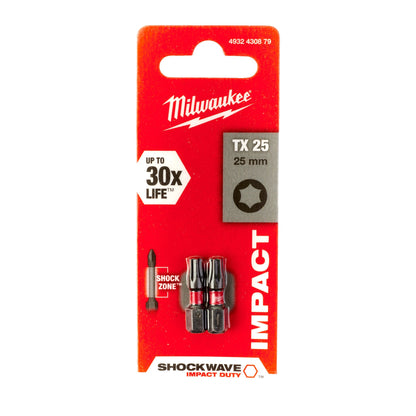 Milwaukee SHOCKWAVE™ IMPACT DUTY schroefbits TX25x25mm pack