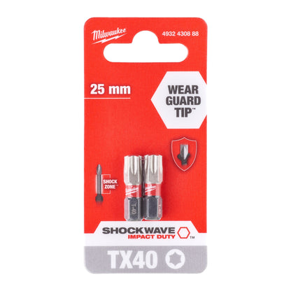 Milwaukee SHOCKWAVE™ IMPACT DUTY schroefbits TX40x25mm pack