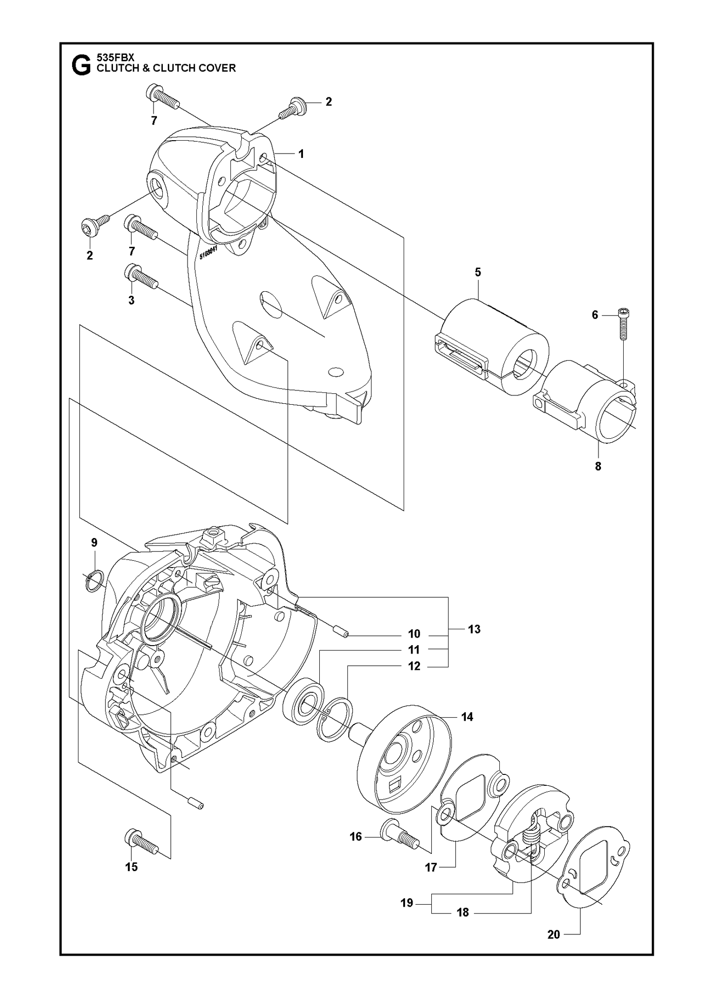 Husqvarna 510364101 onderdelentekening - positie 1