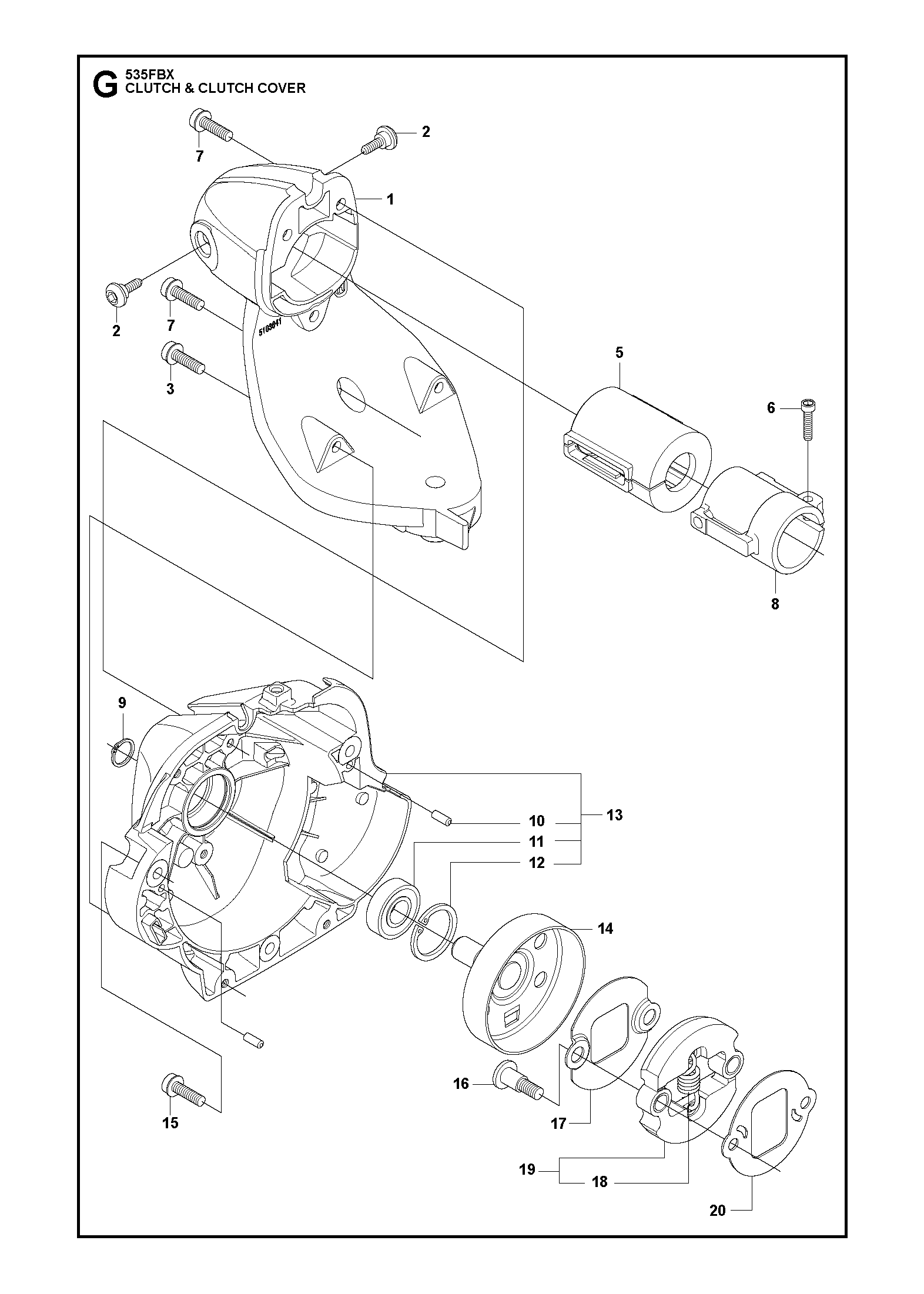 Husqvarna 510364101 onderdelentekening - positie 1
