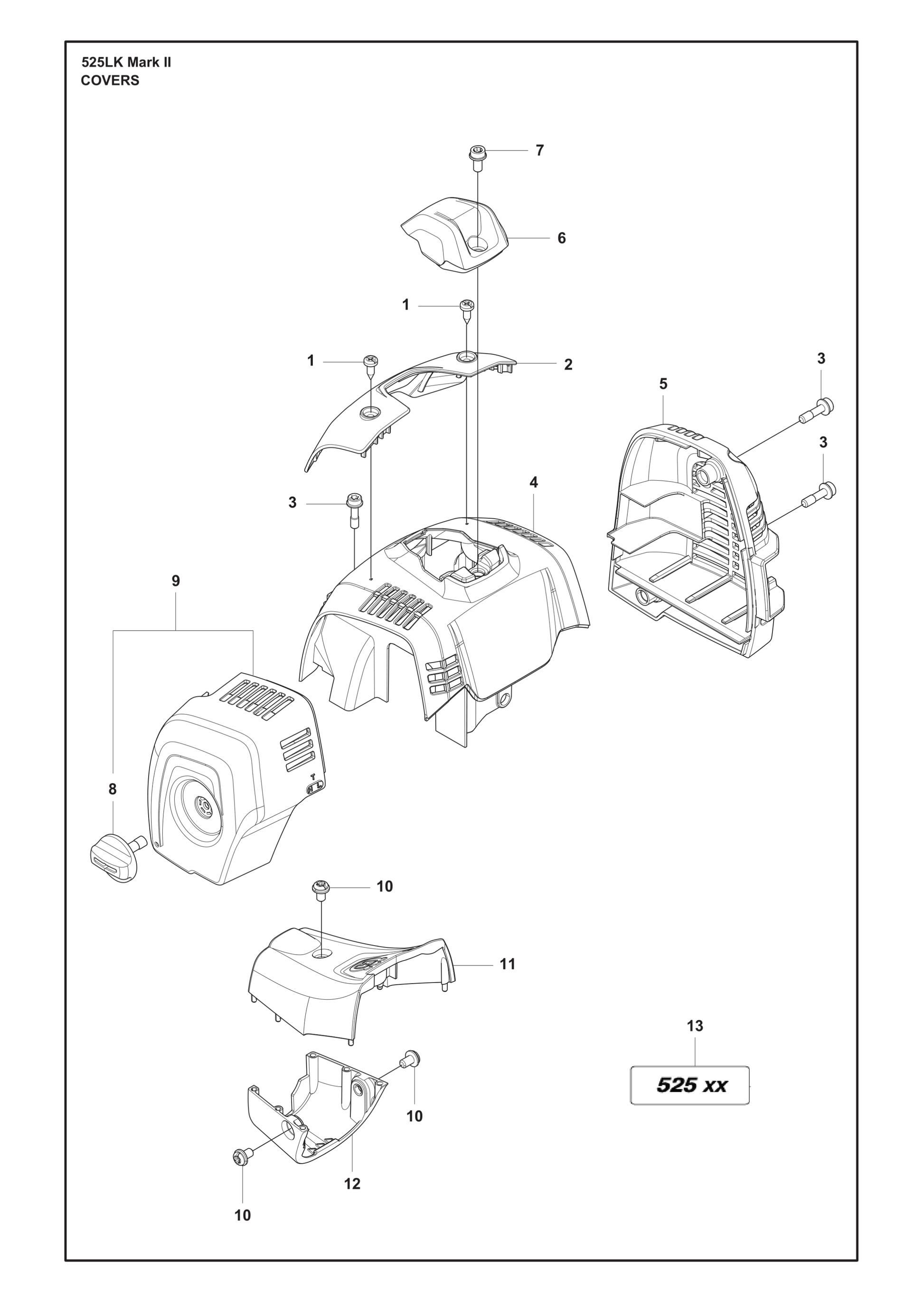 Husqvarna 503213512 onderdelentekening - positie 1