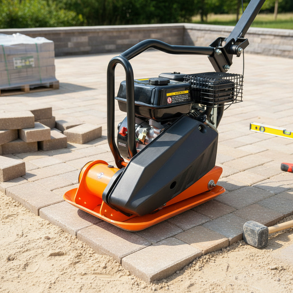 Altrad Eco trilplaat MASTER - 63kg SET met wielstel & rubber trilmat