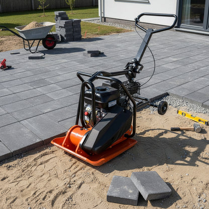 Altrad Eco trilplaat GIANT - 80kg SET met wielstel & rubber trilmat-keizers.nu