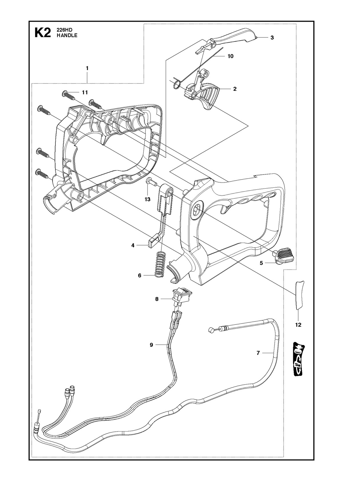 Husqvarna 523072401 onderdelentekening - positie 2