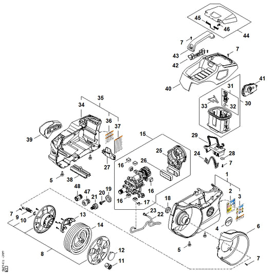 STIHL RA014009410 Accuschacht positie 30 technische tekening