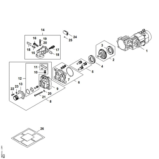 STIHL RA017007300 Slangaansluiting positie 15 technische tekening