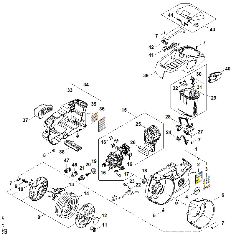 STIHL SA074309800 Blokkeerhendel positie 30 technische tekening