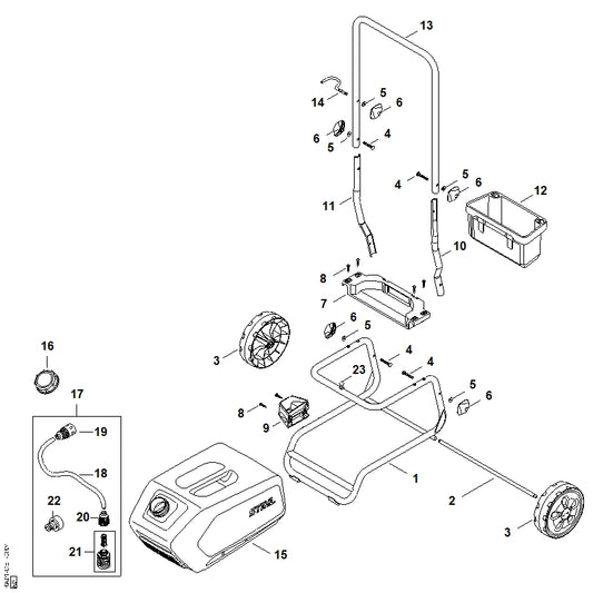 STIHL RA017301100 Filter positie 21 technische tekening