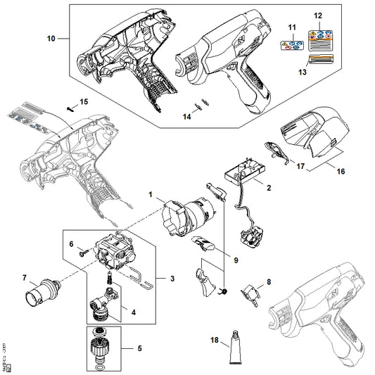 STIHL RA020073800 Set bedieningselementen positie 9 technische tekening