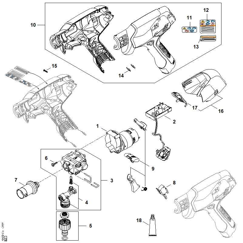 STIHL RA026000200 Elektromotor positie 1 technische tekening