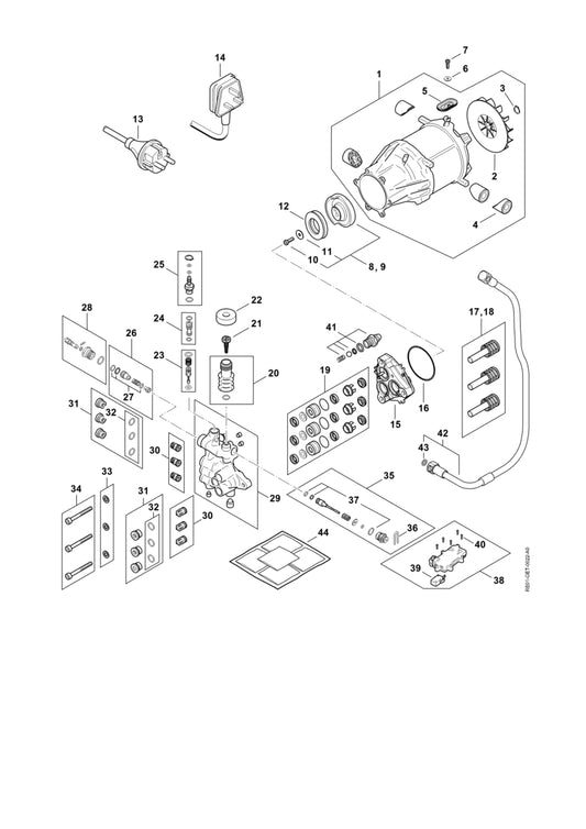 STIHL RE017607000 Set zuiger positie 17 technische tekening