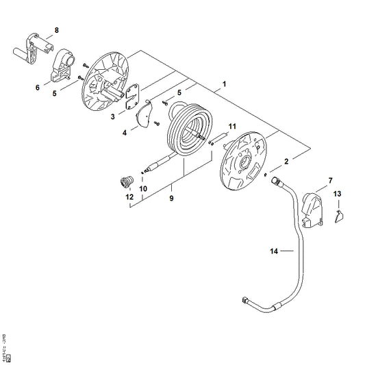 STIHL RE015000805 Hogedrukslang DN 6, 12 m positie 9 technische tekening