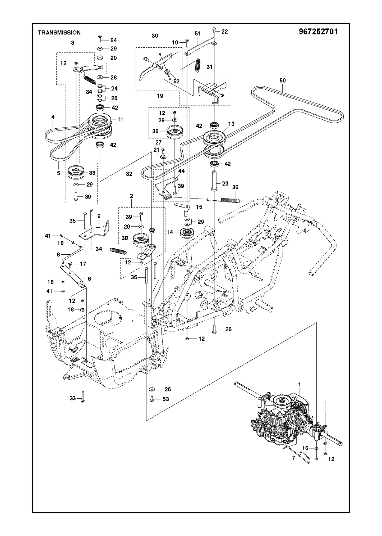 Husqvarna 506833601 onderdelentekening - positie 52