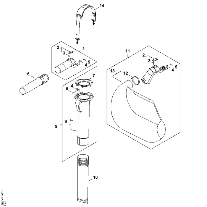 STIHL SA027001801 Blaaspijp positie 1 technische tekening