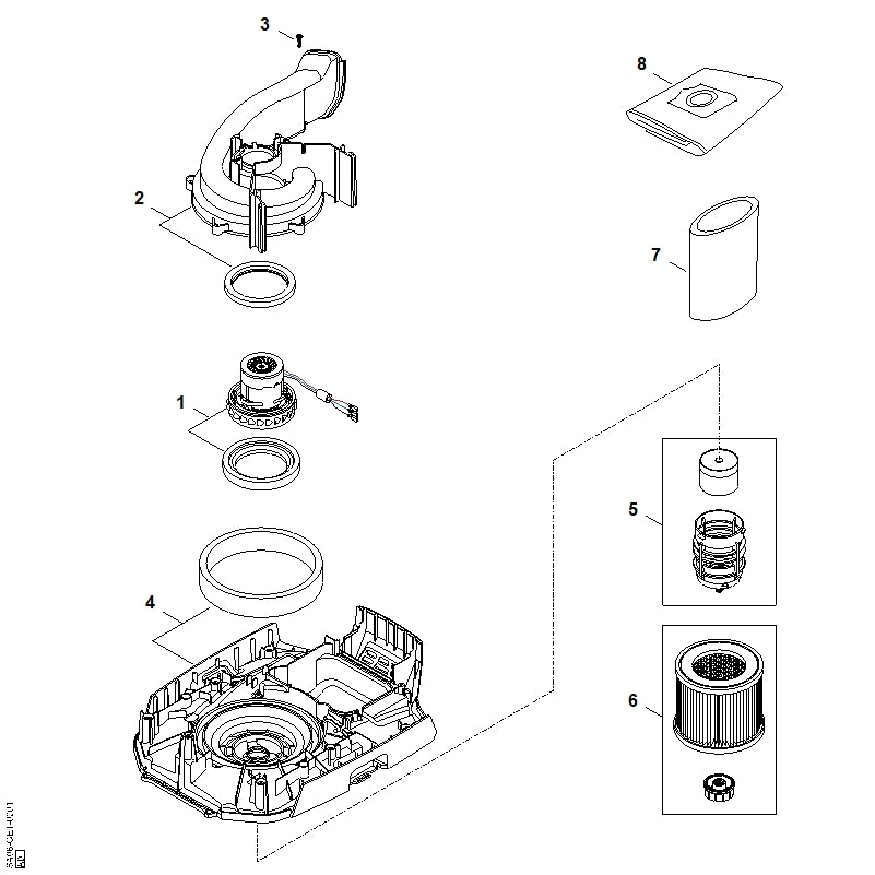 STIHL SA087004101 Rotorhuis positie 2 technische tekening
