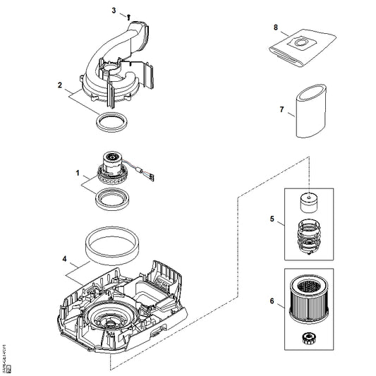 STIHL SA087004101 Rotorhuis positie 2 technische tekening