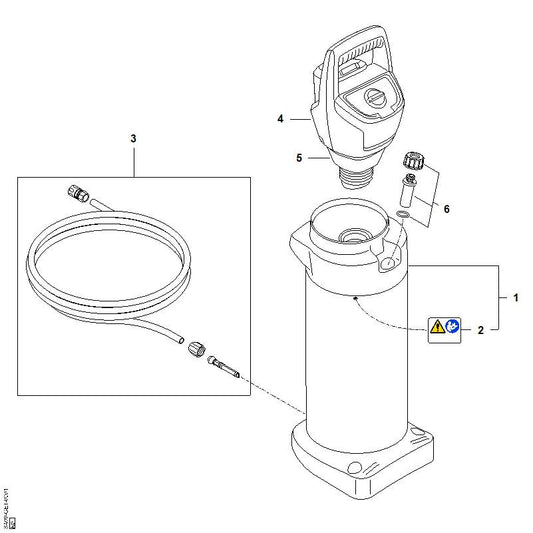 STIHL SA097010850 Tank WSA positie 1 technische tekening