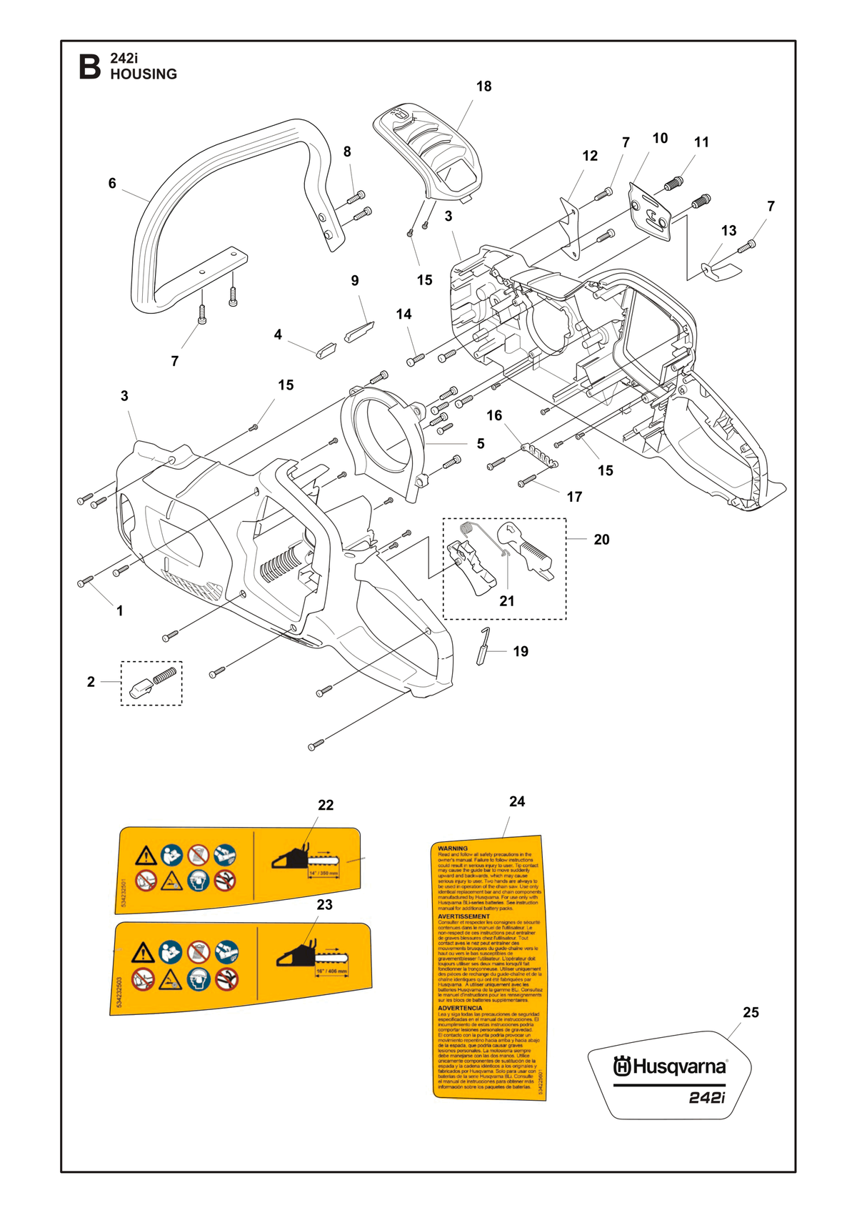Husqvarna 537664902 onderdelentekening - positie 20
