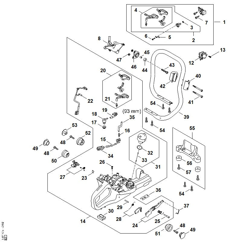 STIHL TB011821500 Gasstang positie 37 technische tekening