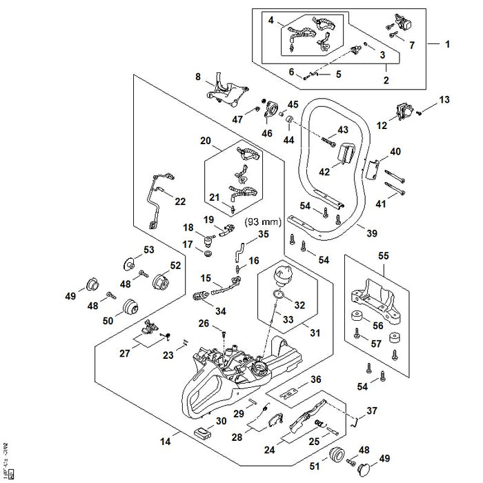 STIHL TB011821500 Gasstang positie 37 technische tekening