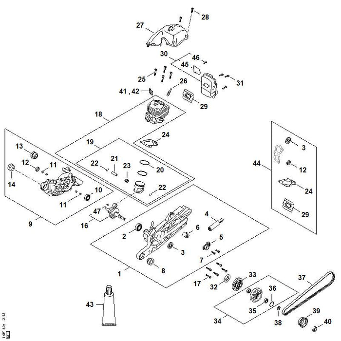 STIHL TB016600400 Spanner positie 4 technische tekening