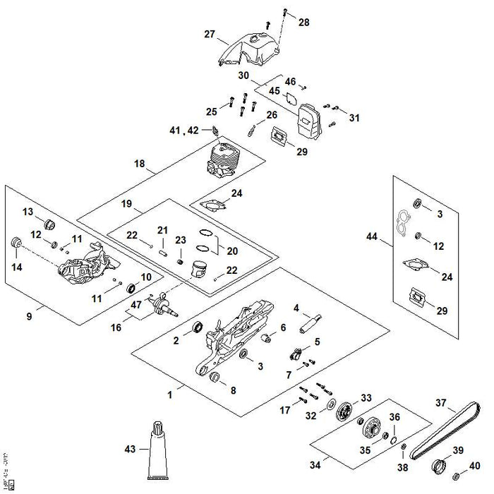 STIHL TB017909900 AV-rubber positie 13 technische tekening
