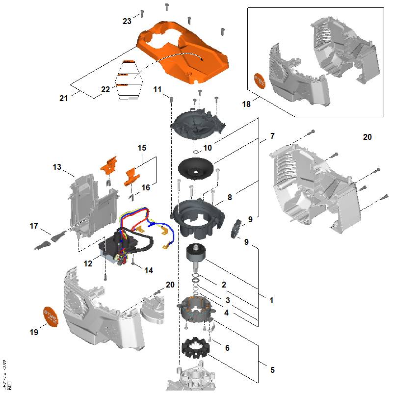 STIHL UA019671500 Typeplaatje BTA 140 positie 19 technische tekening