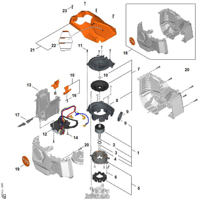 STIHL UA019671500 Typeplaatje BTA 140 positie 19 technische tekening