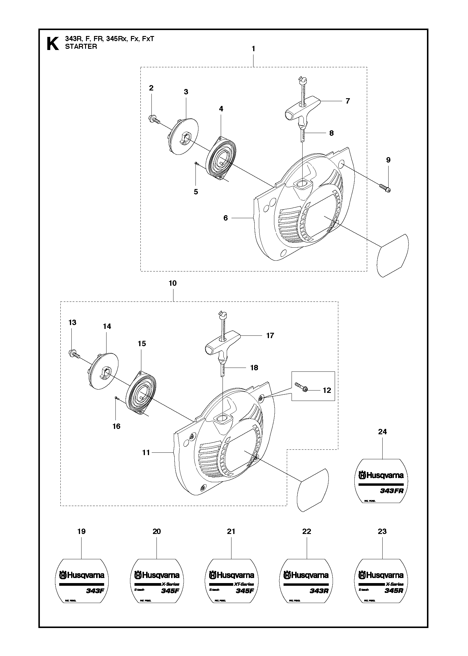 Husqvarna 503947802 onderdelentekening - positie 1
