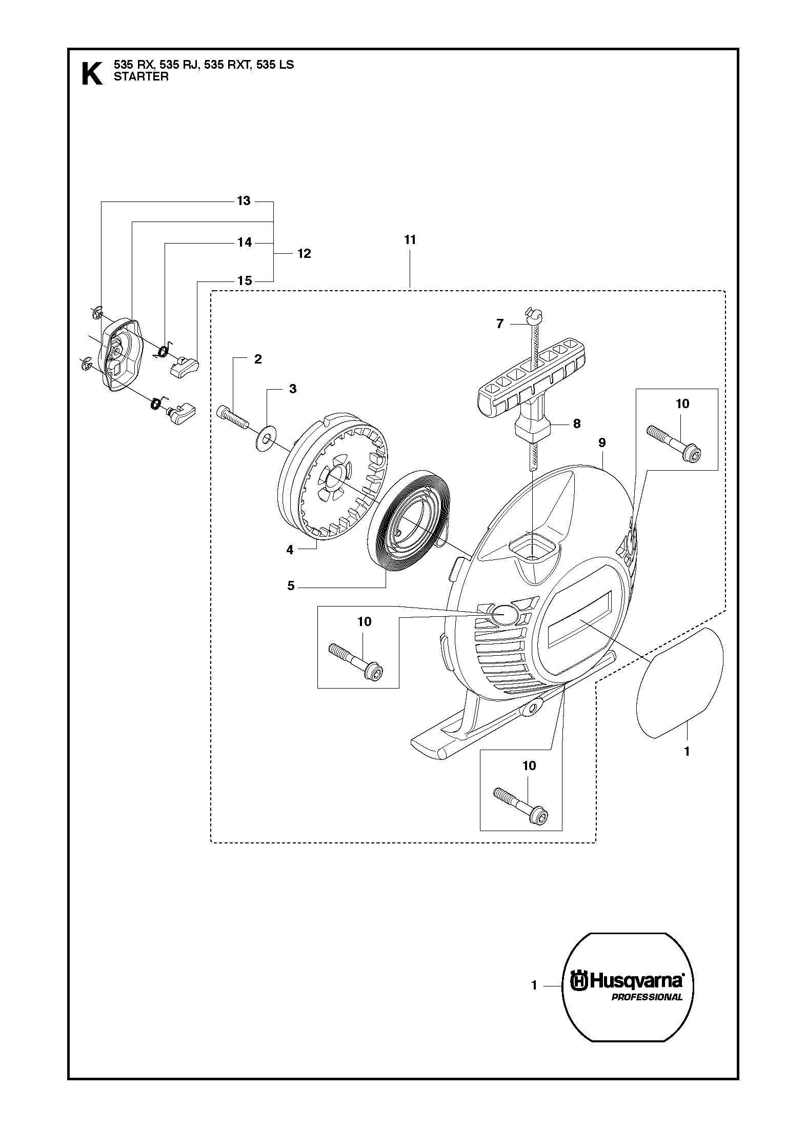 Husqvarna 503873601 onderdelentekening - positie 14