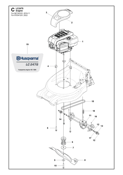 Husqvarna 501869701 onderdelentekening - positie 14