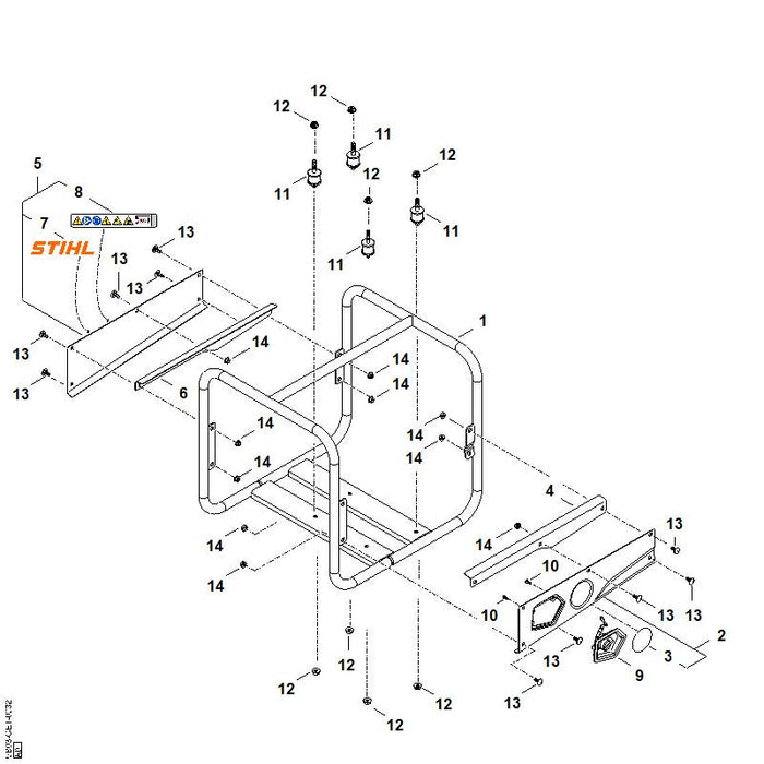 STIHL VB039671500 typeplaatje WP 300 positie 3 technische tekening